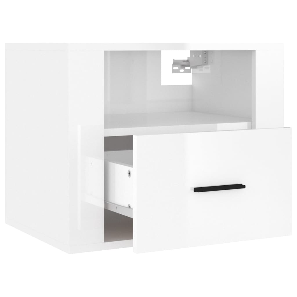 Comodino a Muro Bianco Lucido 50x36x40 cm cod mxl 30719