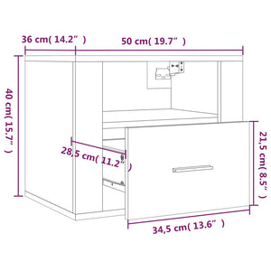 Comodino a Muro Bianco Lucido 50x36x40 cm cod mxl 30719