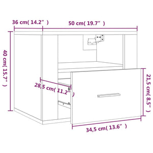 Comodino a Muro Rovere Sonoma 50x36x40 cm cod mxl 30063