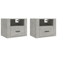 Comodini a Muro 2 pz Grigio Cemento 50x36x40 cm