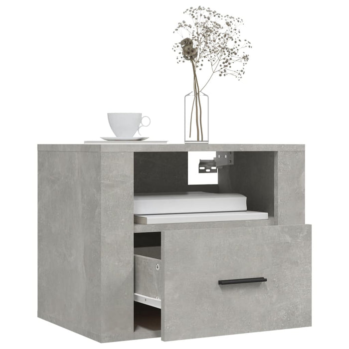 Comodini a Muro 2 pz Grigio Cemento 50x36x40 cm