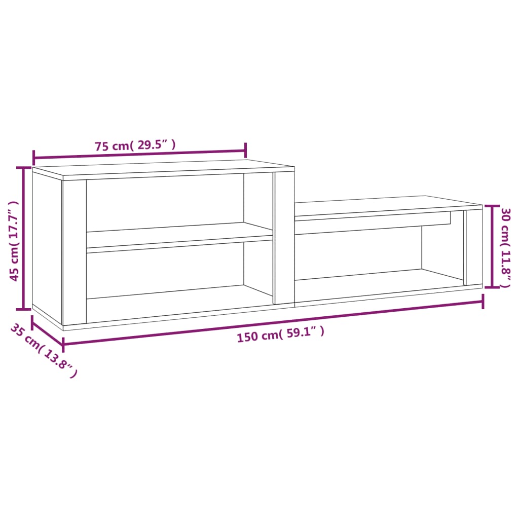 Scarpiera Nero 150x35x45 cm in Legno Multistrato 816913