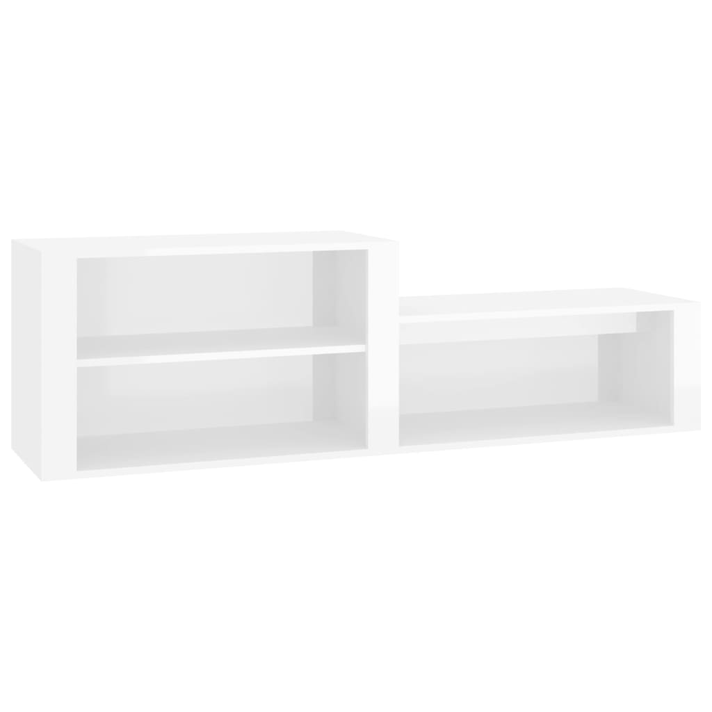 Scarpiera Bianco Lucido 150x35x45 cm in Legno Multistrato 816914