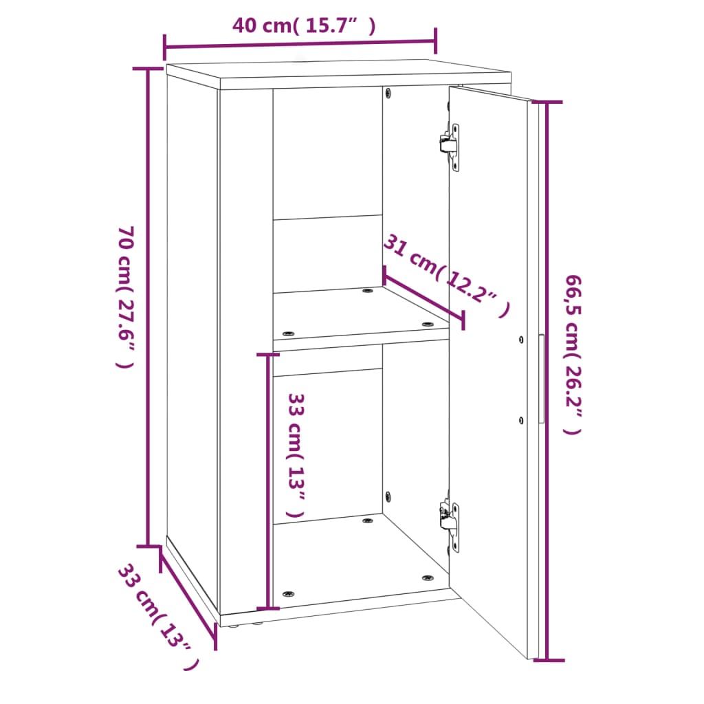 Credenza Nera 40x33x70 cm in Legno Multistrato cod mxl 23853