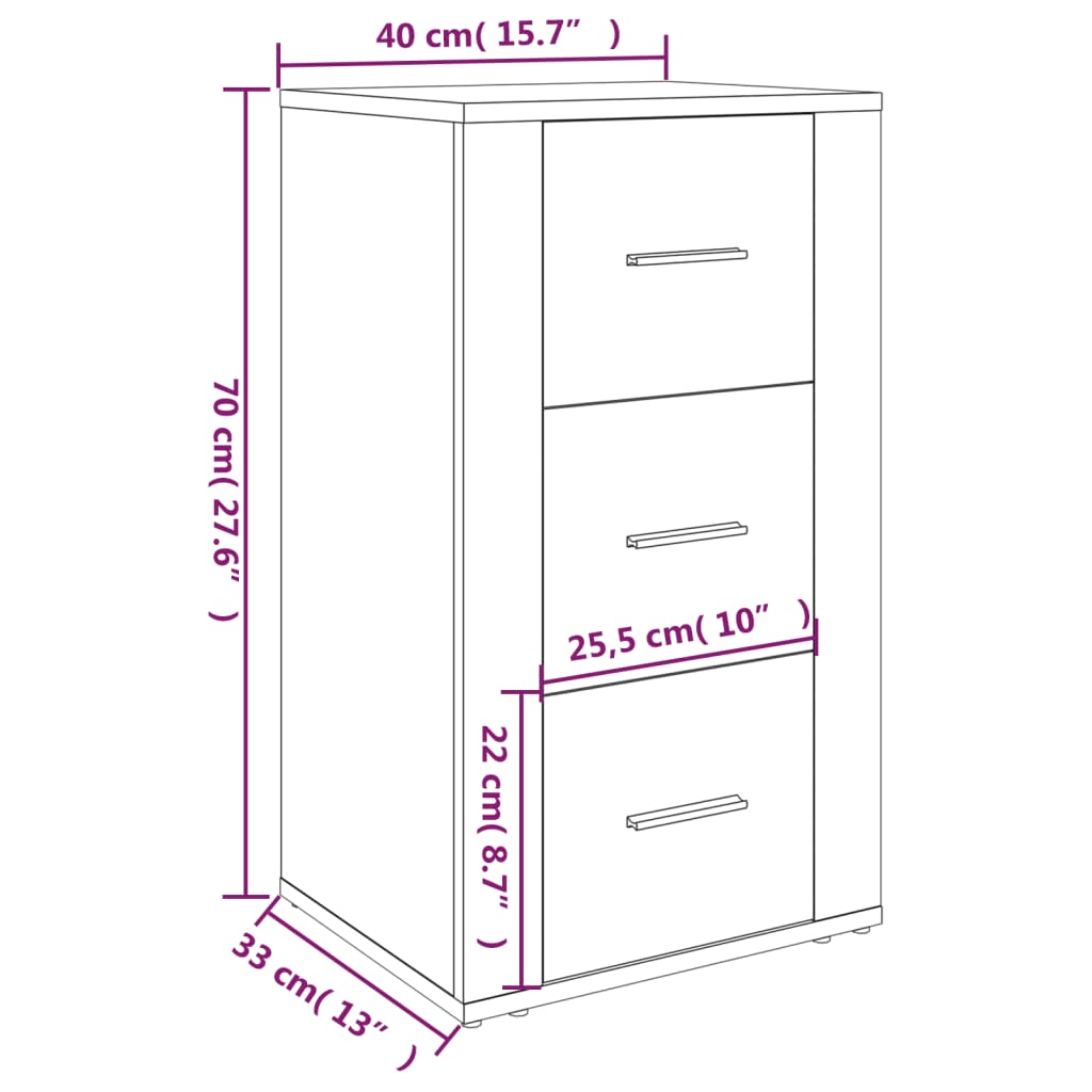 Credenza Bianca 40x33x70 cm in Legno Multistrato 819420