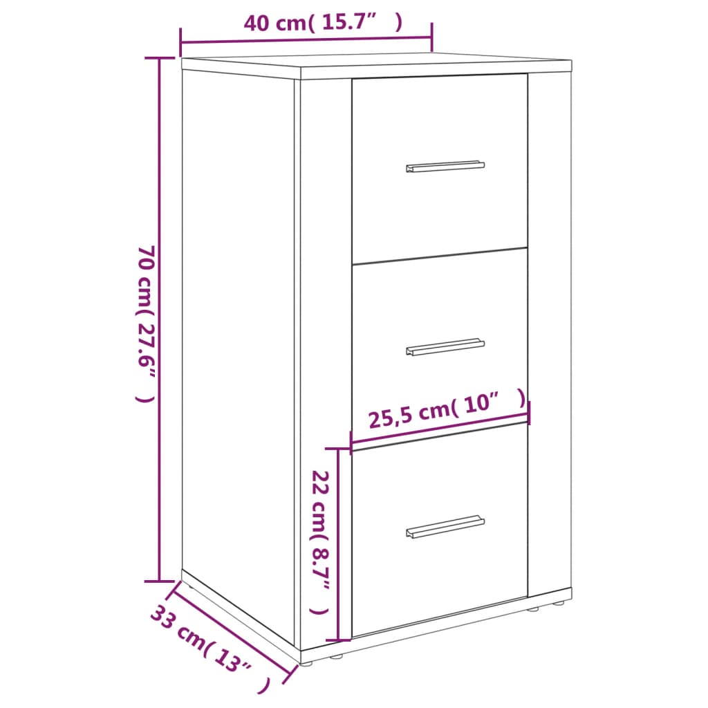 Credenza Grigio Cemento 40x33x70 cm in Legno Multistrato cod mxl 6612