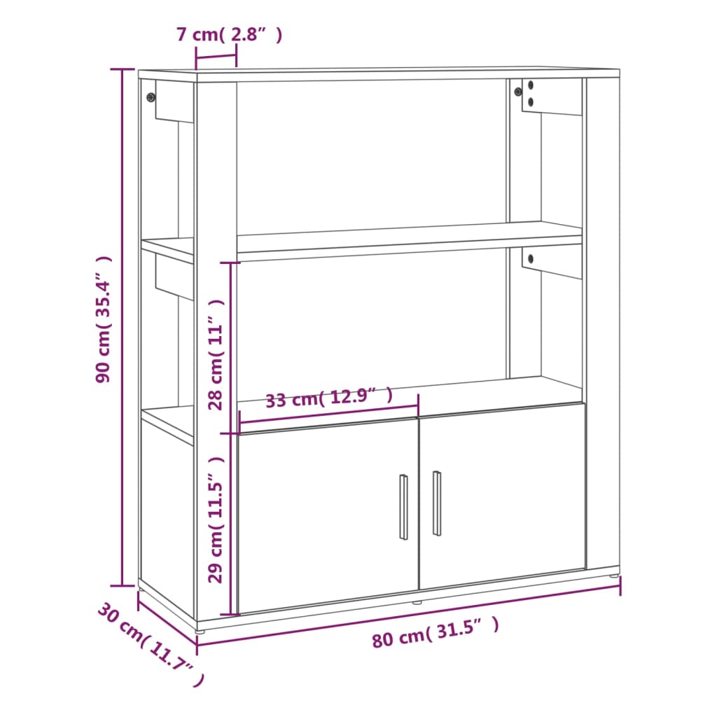 Credenza Rovere Fumo 80x30x90 cm in Legno Multistrato 819465