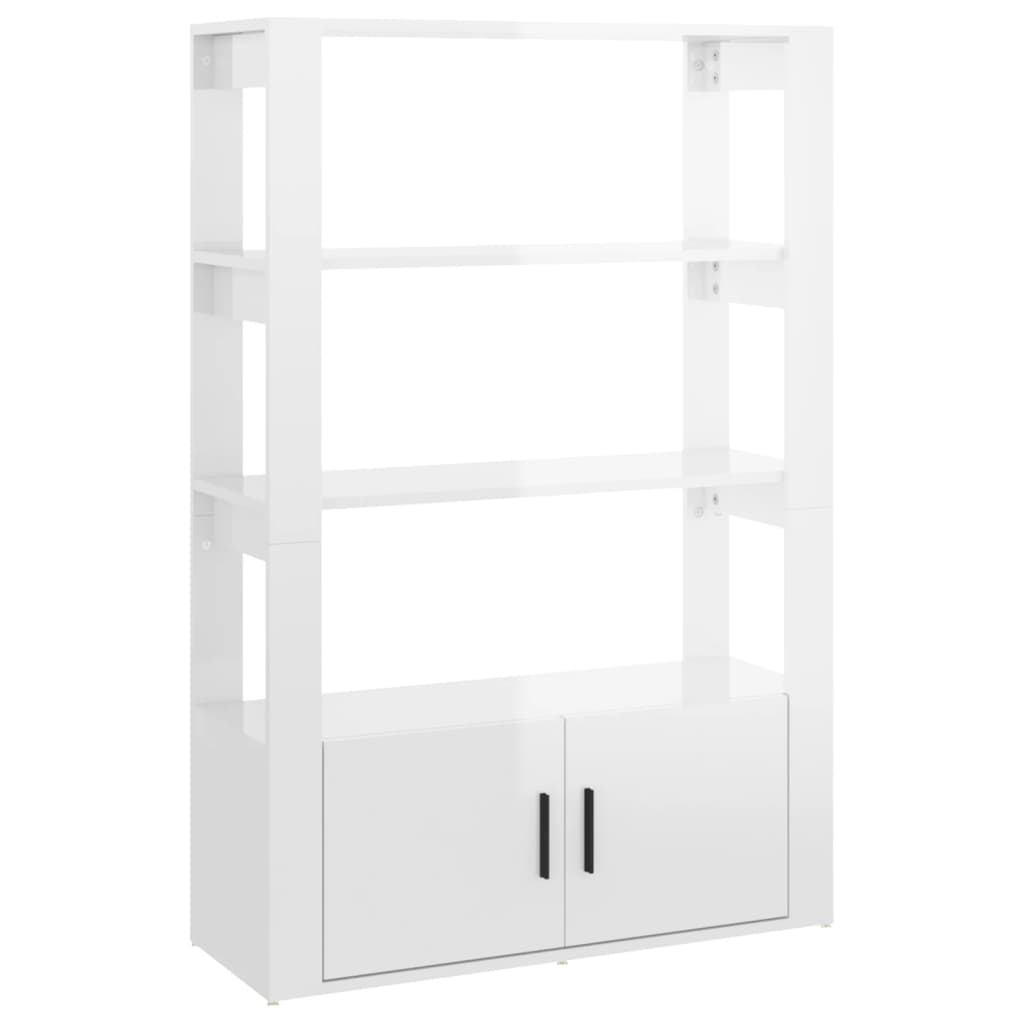 Credenza Bianco Lucido 80x30x119,5 cm in Legno Multistrato cod mxl 12397