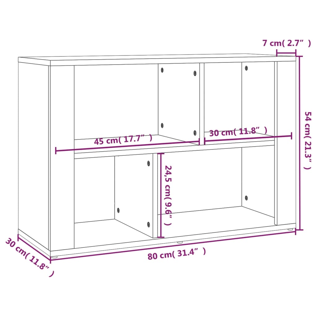 Credenza Grigio Cemento 80x30x54 cm in Legno Multistrato