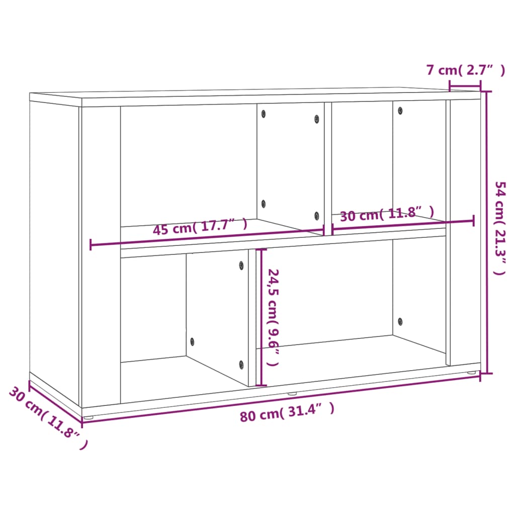 Credenza Rovere Marrone 80x30x54 cm in Legno Multistrato cod mxl 15972