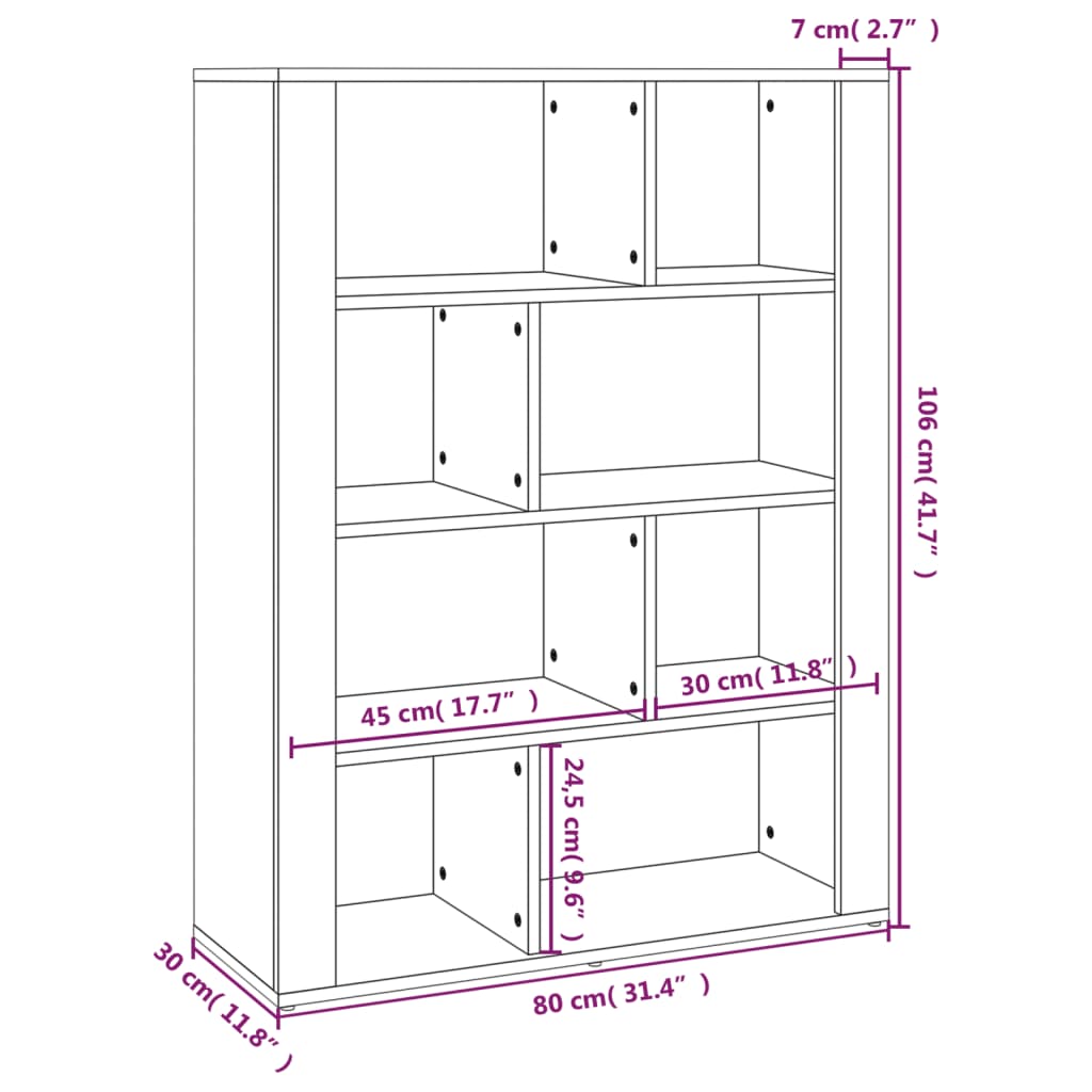 Credenza Bianco Lucido 80x30x106 cm in Legno Multistrato