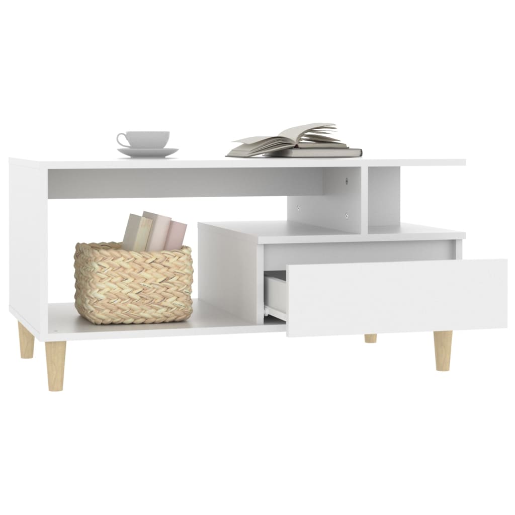 Tavolino da Salotto Bianco 90x49x45 cm in Legno Multistrato 819612