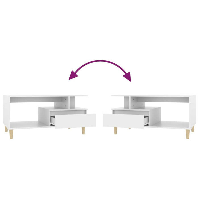 Tavolino da Salotto Bianco 90x49x45 cm in Legno Multistrato 819612