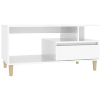 Tavolino da Salotto Bianco Lucido 90x49x45 cm Legno Multistrato cod mxl 7809