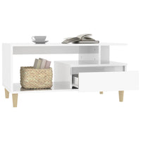 Tavolino da Salotto Bianco Lucido 90x49x45 cm Legno Multistrato cod mxl 7809