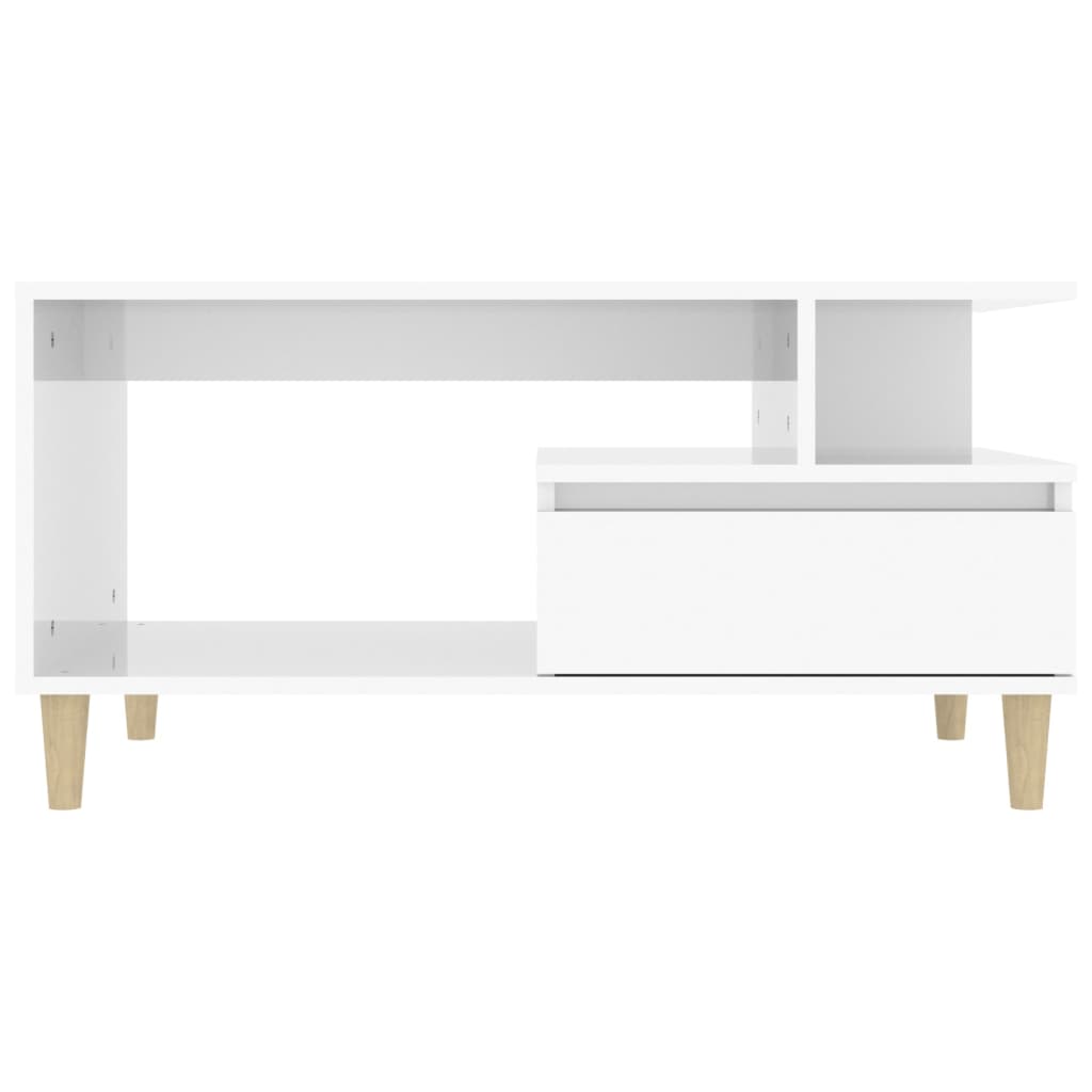 Tavolino da Salotto Bianco Lucido 90x49x45 cm Legno Multistrato cod mxl 7809