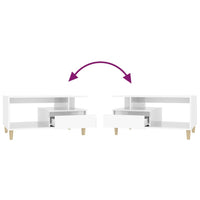 Tavolino da Salotto Bianco Lucido 90x49x45 cm Legno Multistrato cod mxl 7809