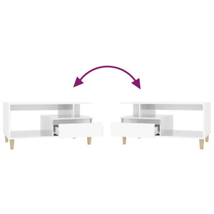 Tavolino da Salotto Bianco Lucido 90x49x45 cm Legno Multistrato cod mxl 7809