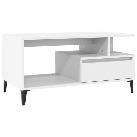 Tavolino da Salotto Bianco 90x49x45 cm in Legno Multistrato cod mxl 16967