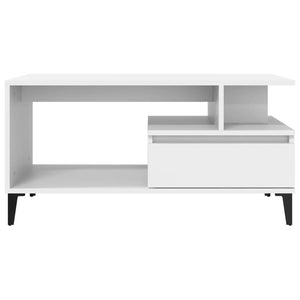 Tavolino da Salotto Bianco 90x49x45 cm in Legno Multistrato cod mxl 16967