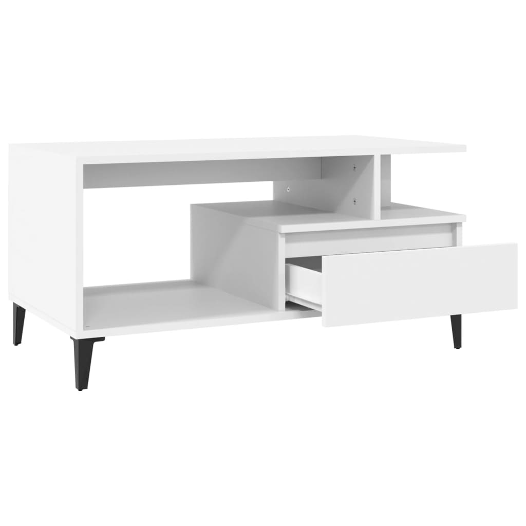 Tavolino da Salotto Bianco 90x49x45 cm in Legno Multistrato cod mxl 16967