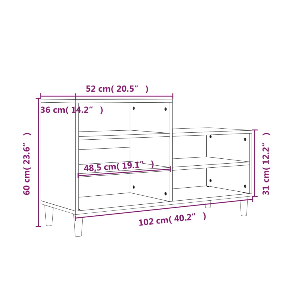 Scarpiera Bianco Lucido 102x36x60 cm in Legno Multistrato cod mxl 33459