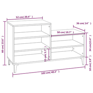 Scarpiera Bianca 102x36x60 cm in Legno Multistrato 819732