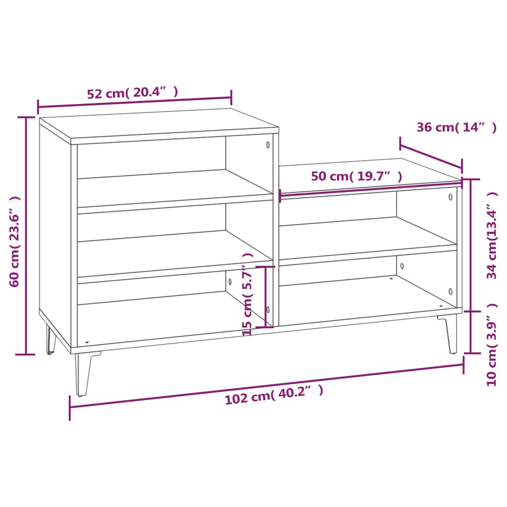 Scarpiera Nera 102x36x60 cm in Legno Multistrato 819733