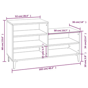 Scarpiera Bianco Lucido 102x36x60 cm in Legno Multistrato cod mxl 35112