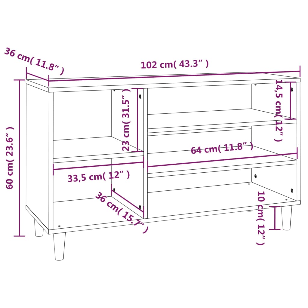 Scarpiera Bianca 102x36x60 cm in Legno Multistrato cod mxl 34990