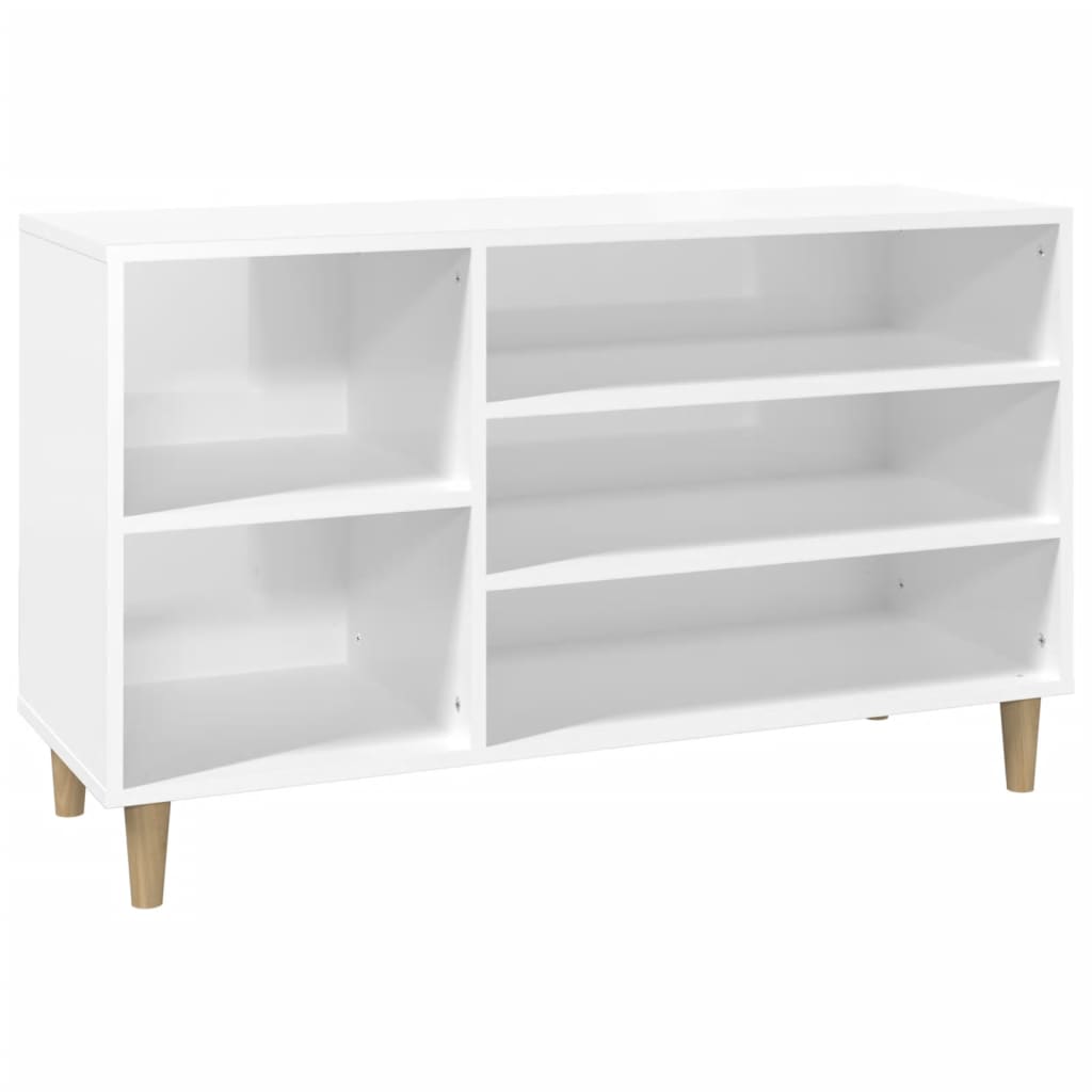 Scarpiera Bianco Lucido 102x36x60 cm in Legno Multistrato 819742