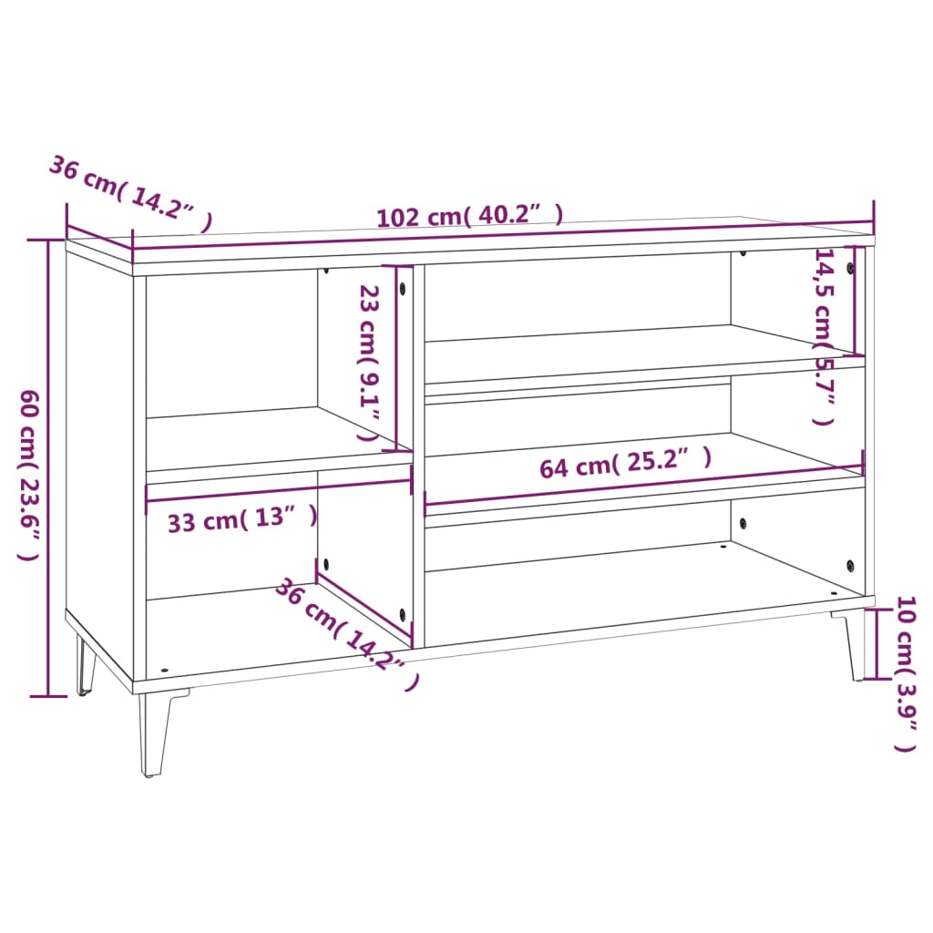 Scarpiera Bianca 102x36x60 cm in Legno Multistrato 819748