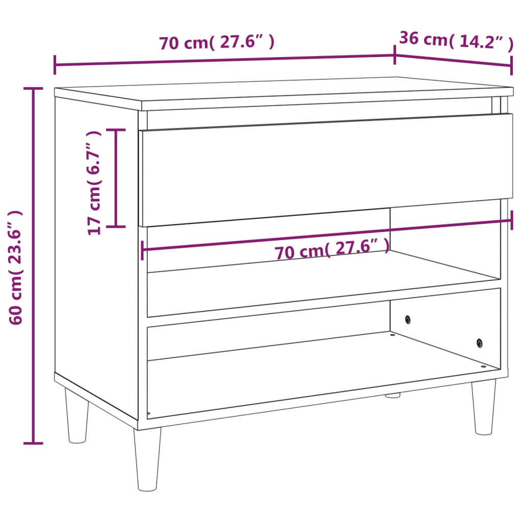 Scarpiera Bianca 70x36x60 cm in Legno Multistrato 819756