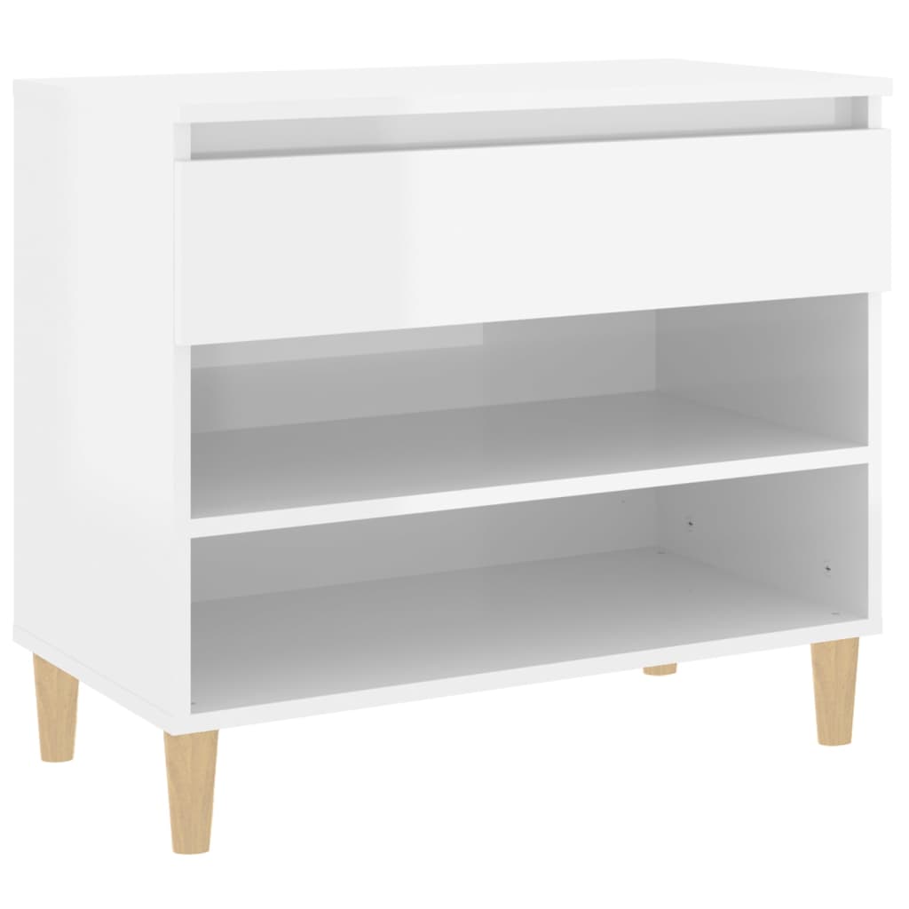 Scarpiera Bianco Lucido 70x36x60 cm in Legno Multistrato 819758