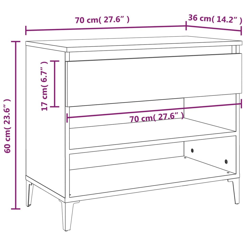 Scarpiera Bianco Lucido 70x36x60 cm in Legno Multistrato cod mxl 40296