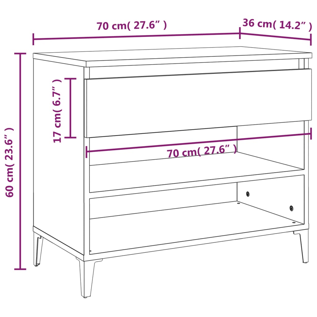 Scarpiera Grigio Cemento 70x36x60 cm in Legno Multistrato 819768