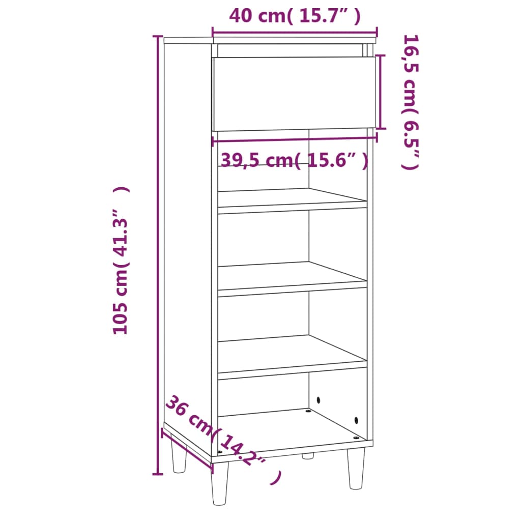 Scarpiera Nera 40x36x105 cm in Legno Multistrato