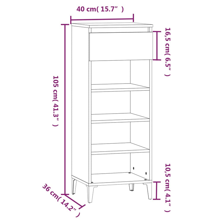 Scarpiera Bianca 40x36x105 cm in Legno Multistrato