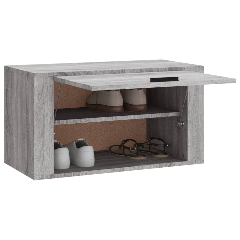 Scarpiera a Muro Grigio Sonoma 70x35x38 cm Legno Massello Pino 821018