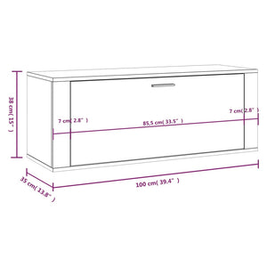 Scarpiera a Muro Bianca 100x35x38 cm in Legno Multistrato cod mxl 48245