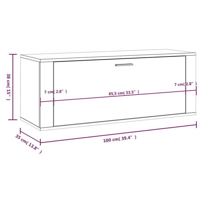 Scarpiera a Muro Bianca 100x35x38 cm in Legno Multistrato cod mxl 48245