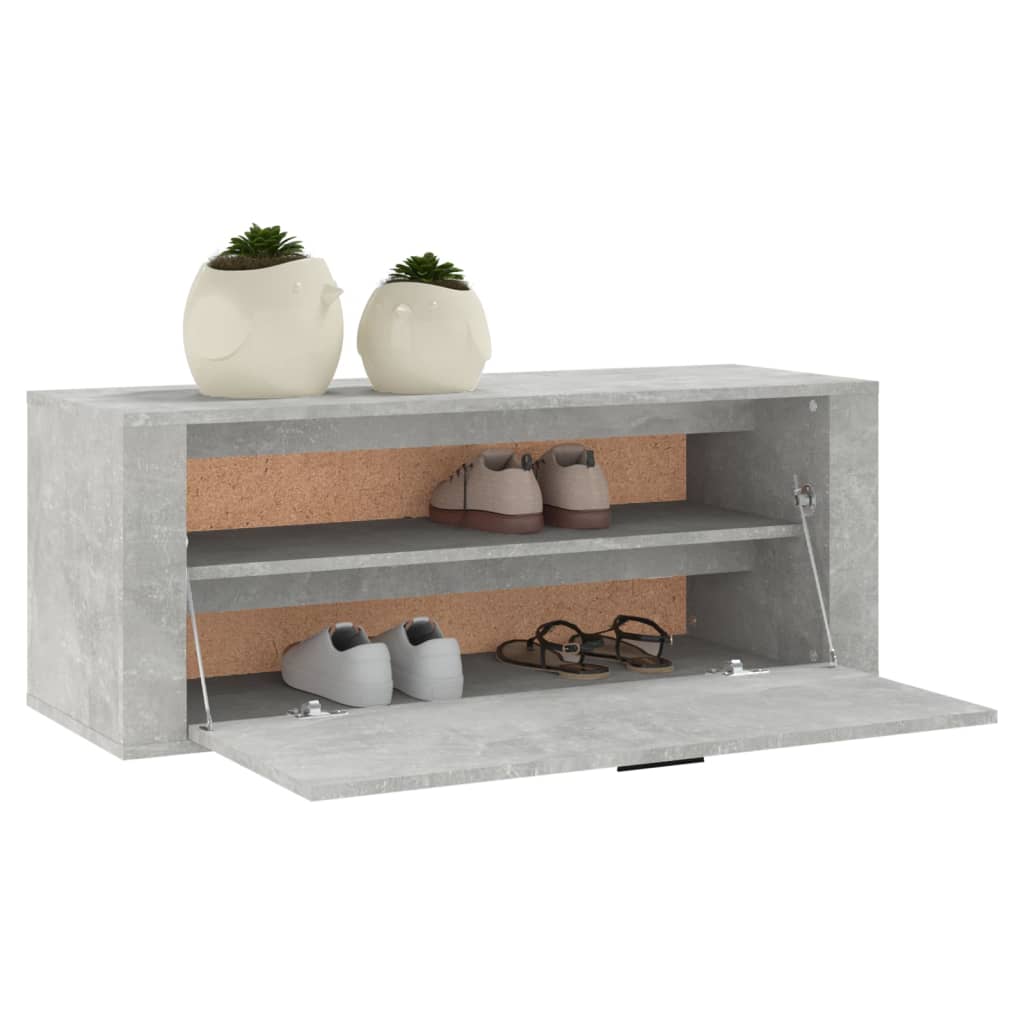 Scarpiera a Muro Grigio Cemento100x35x38cm in Legno Multistrato 821024