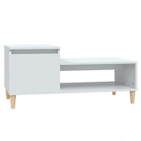 Tavolino da Salotto Bianco Lucido 100x50x45cm Legno Multistrato cod mxl 10136