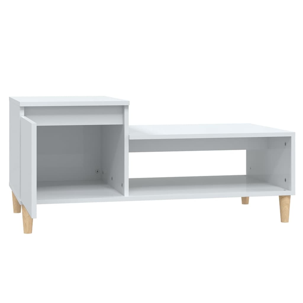 Tavolino da Salotto Bianco Lucido 100x50x45cm Legno Multistrato cod mxl 10136