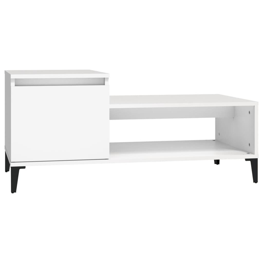 Tavolino da Salotto Bianco 100x50x45 cm in Legno Multistrato cod mxl 26109