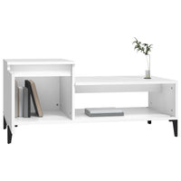 Tavolino da Salotto Bianco 100x50x45 cm in Legno Multistrato cod mxl 26109