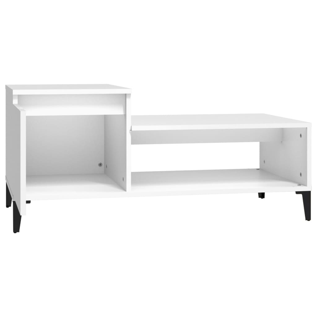 Tavolino da Salotto Bianco 100x50x45 cm in Legno Multistrato cod mxl 26109