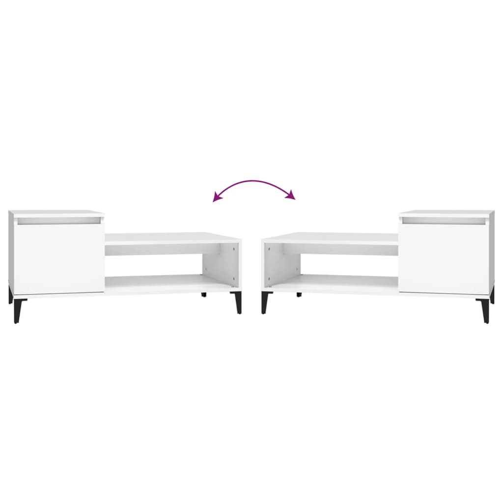 Tavolino da Salotto Bianco 100x50x45 cm in Legno Multistrato cod mxl 26109