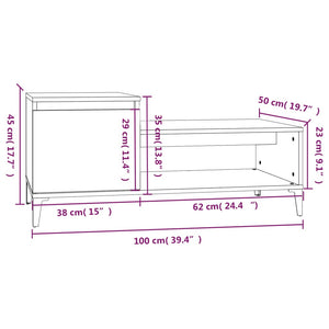 Tavolino da Salotto Bianco 100x50x45 cm in Legno Multistrato cod mxl 26109