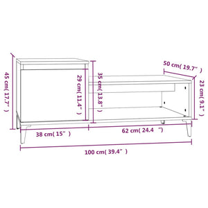 Tavolino Salotto Grigio Cemento 100x50x45 cm Legno Multistrato 821136